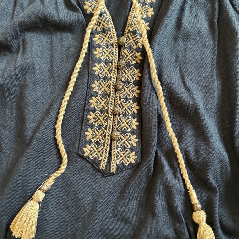 J. Jill Elegant Black Embroidered Tunic Dress size L - Picture 2 of 5